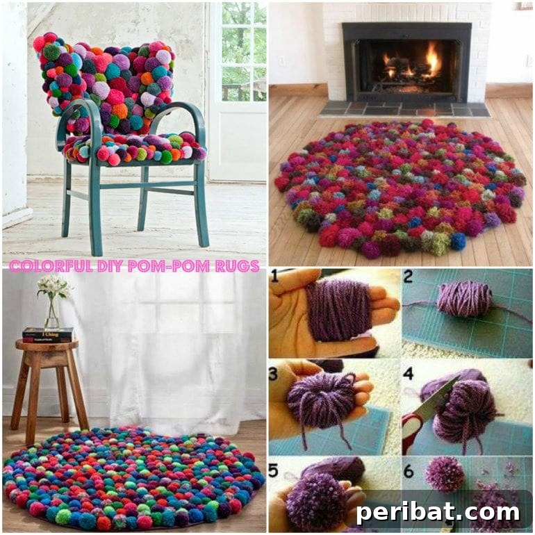 Colorful DIY Pom Pom Rug