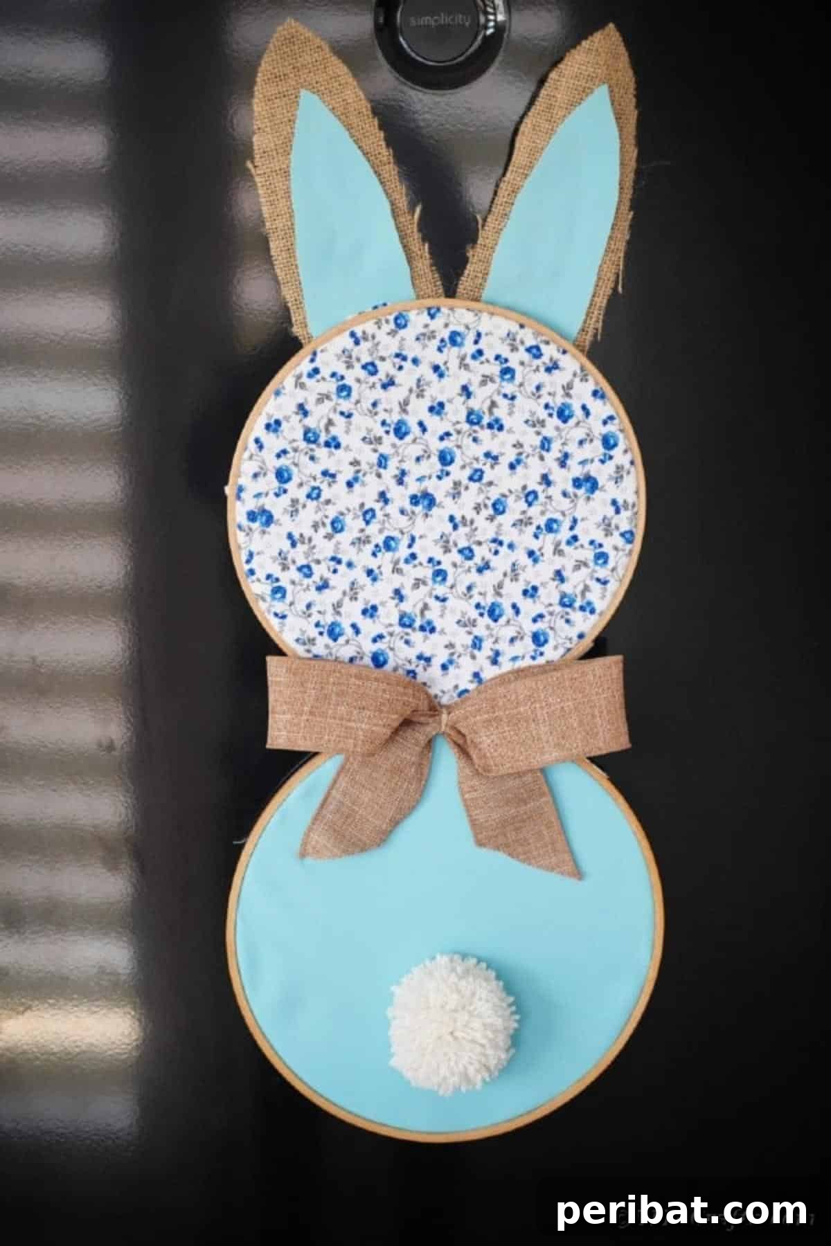 Hoppy Easter Bunny Wall Art DIY 5 Easter bunny wall decor with floral fabric hanging in a window