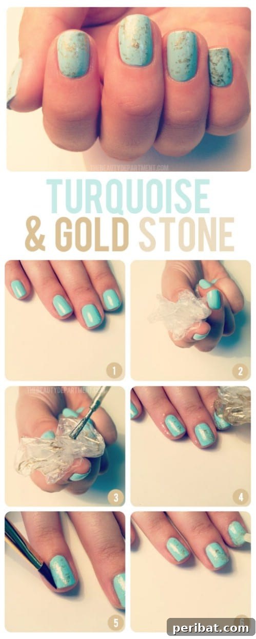 40 Ingenious DIY Nail Art Tricks For Salon Quality Manicures 26 Turquoise Stone
