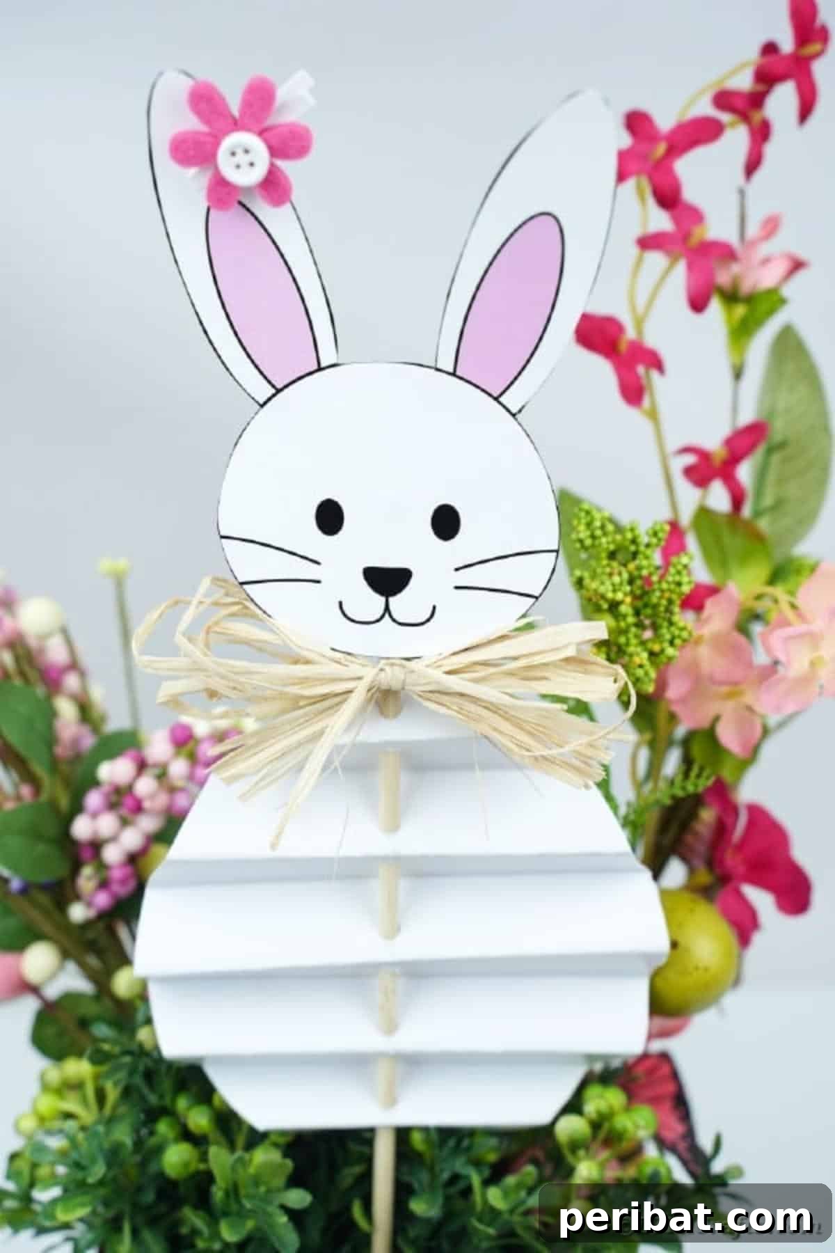 DIY Easter Paper Bunny Craft Free Printable Template 17 A finished paper Easter bunny proudly displayed inside a flower pot