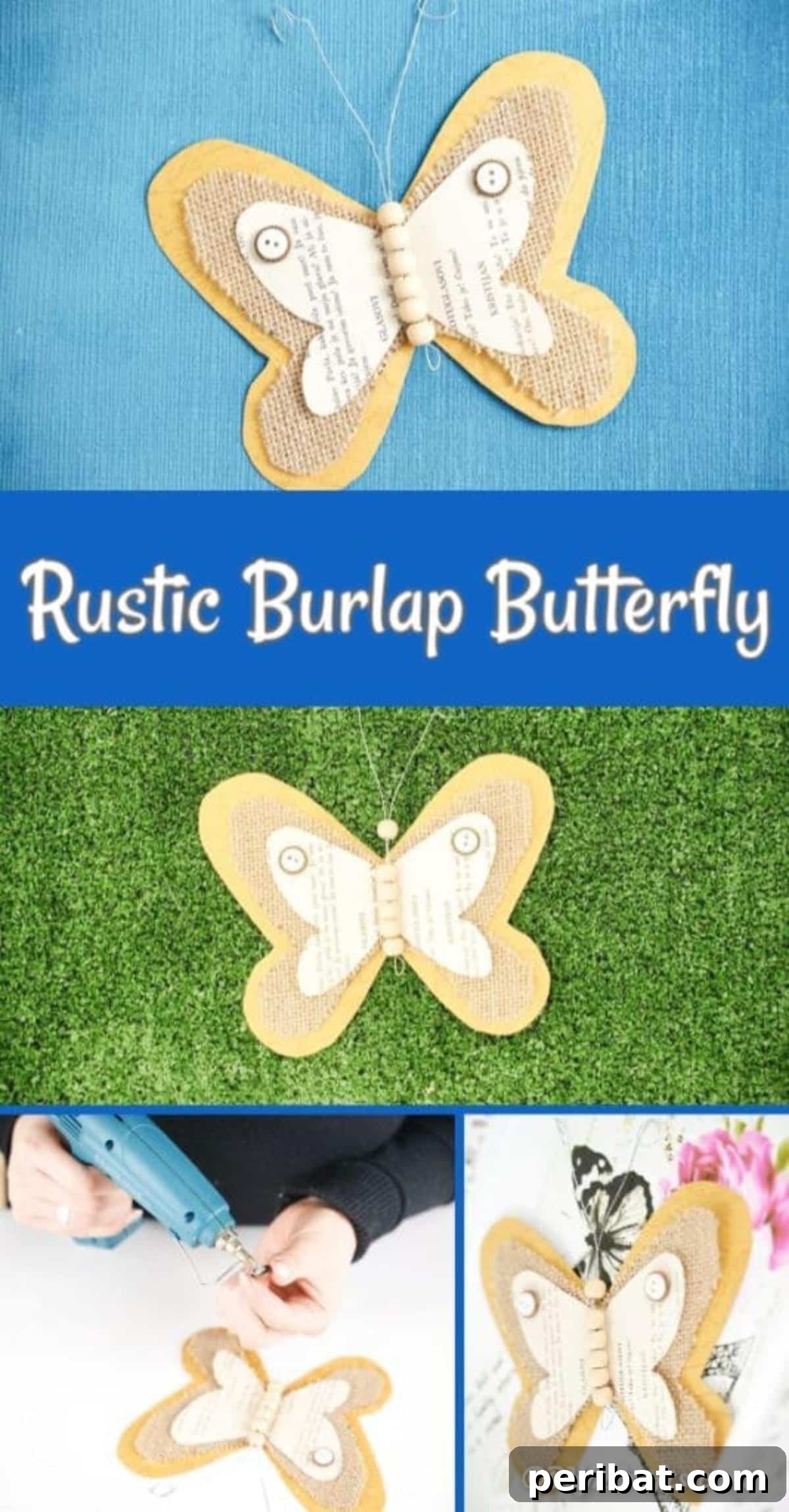 Whimsical Rustic Burlap Butterfly 2 Rustic burlap butterfly collage