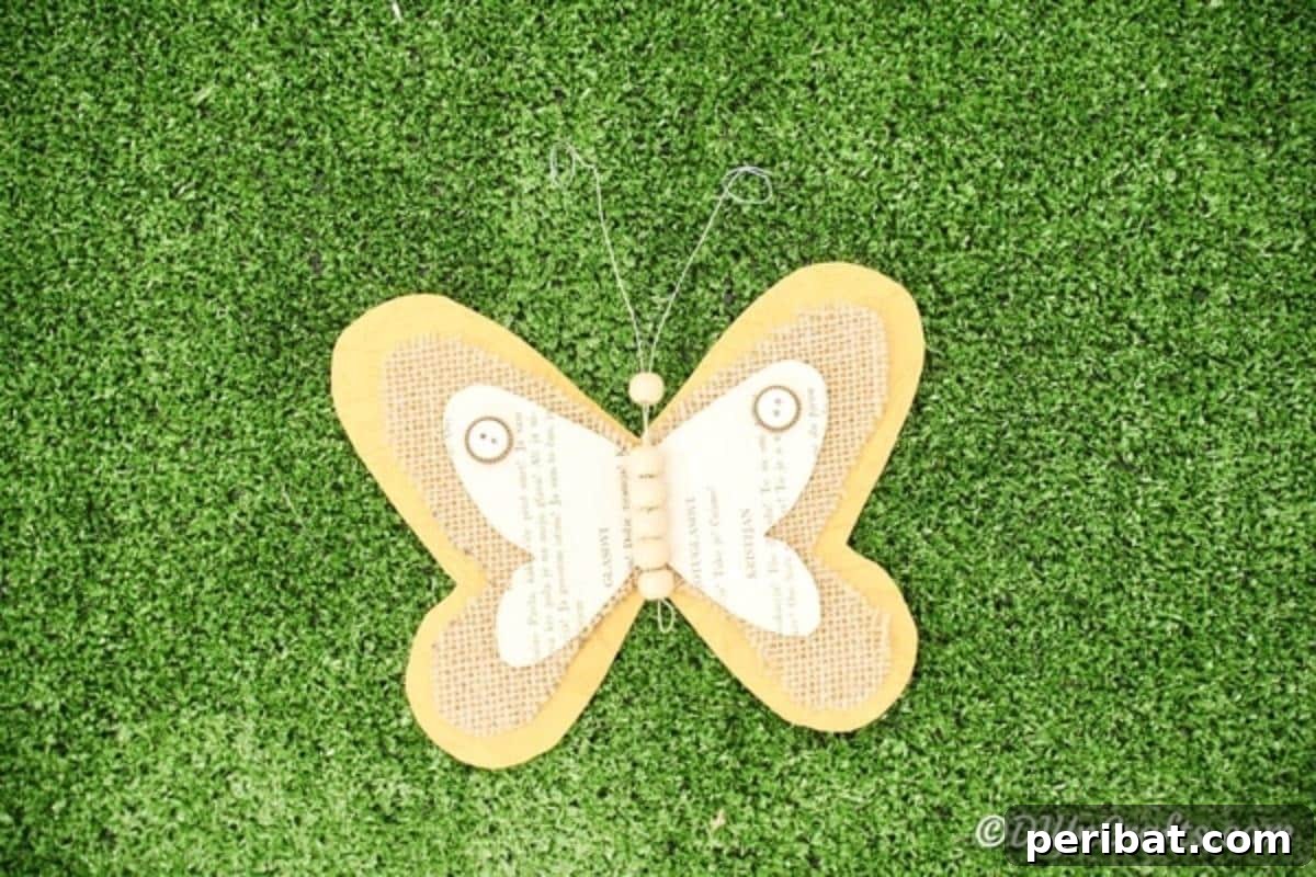 Whimsical Rustic Burlap Butterfly 6 Burlap butterfly on grass