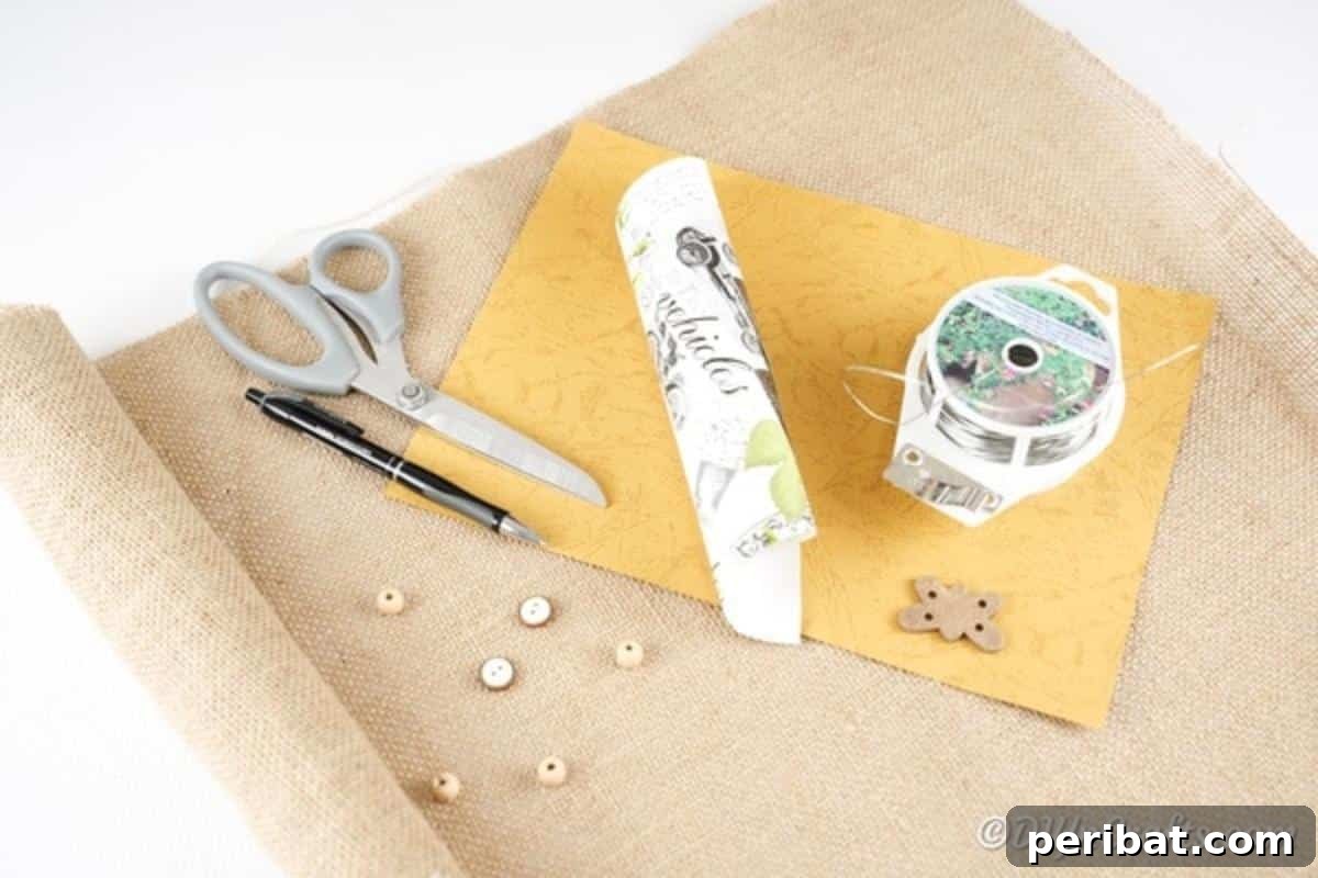 Whimsical Rustic Burlap Butterfly 7 Supplies for burlap butterfly