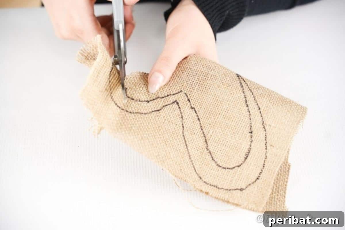 Whimsical Rustic Burlap Butterfly 10 Cutting burlap butterfly piece
