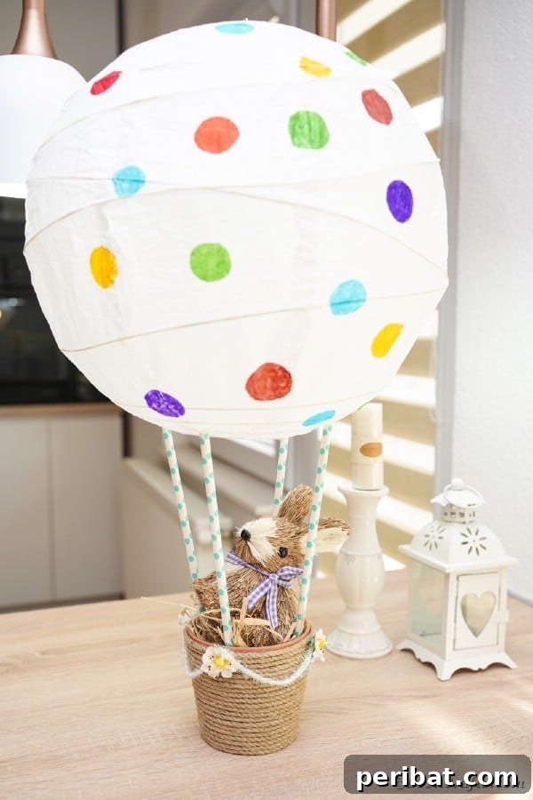 Hoppy Hot Air Balloon Easter Craft 24 Easter hot air balloon on table