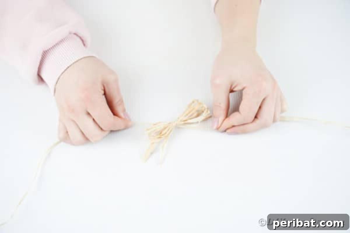 Making a decorative bow with raffia or twine