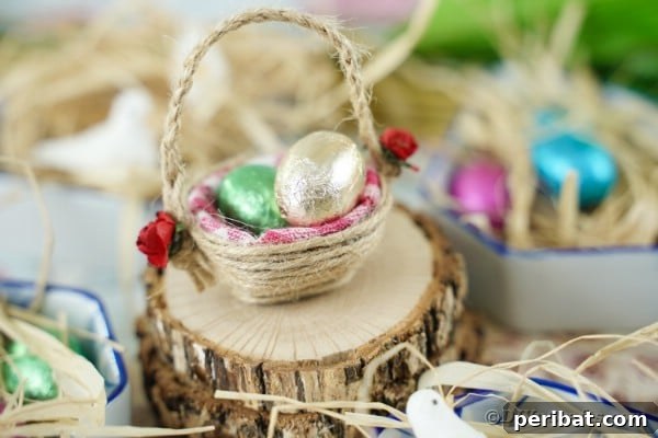 Egg carton Easter basket on a wood slice