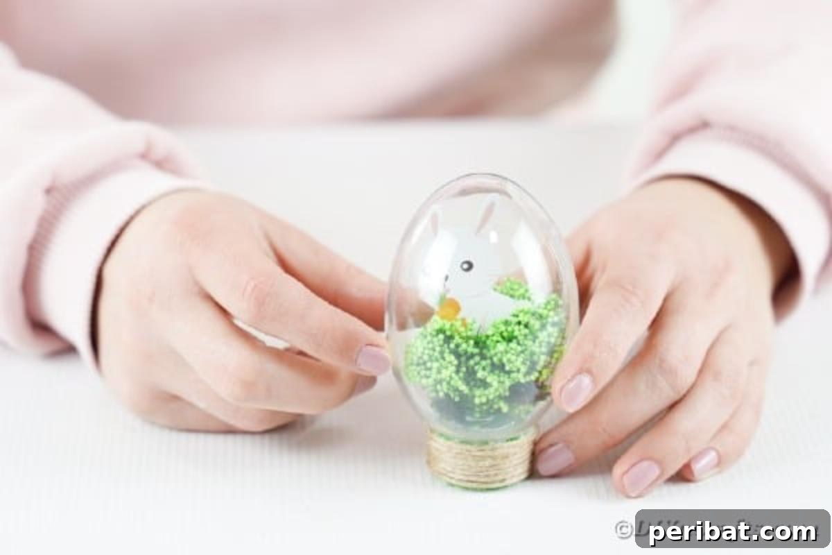 Adorable Easter Bunny Egg Craft Printable 13 Gluing egg onto lid