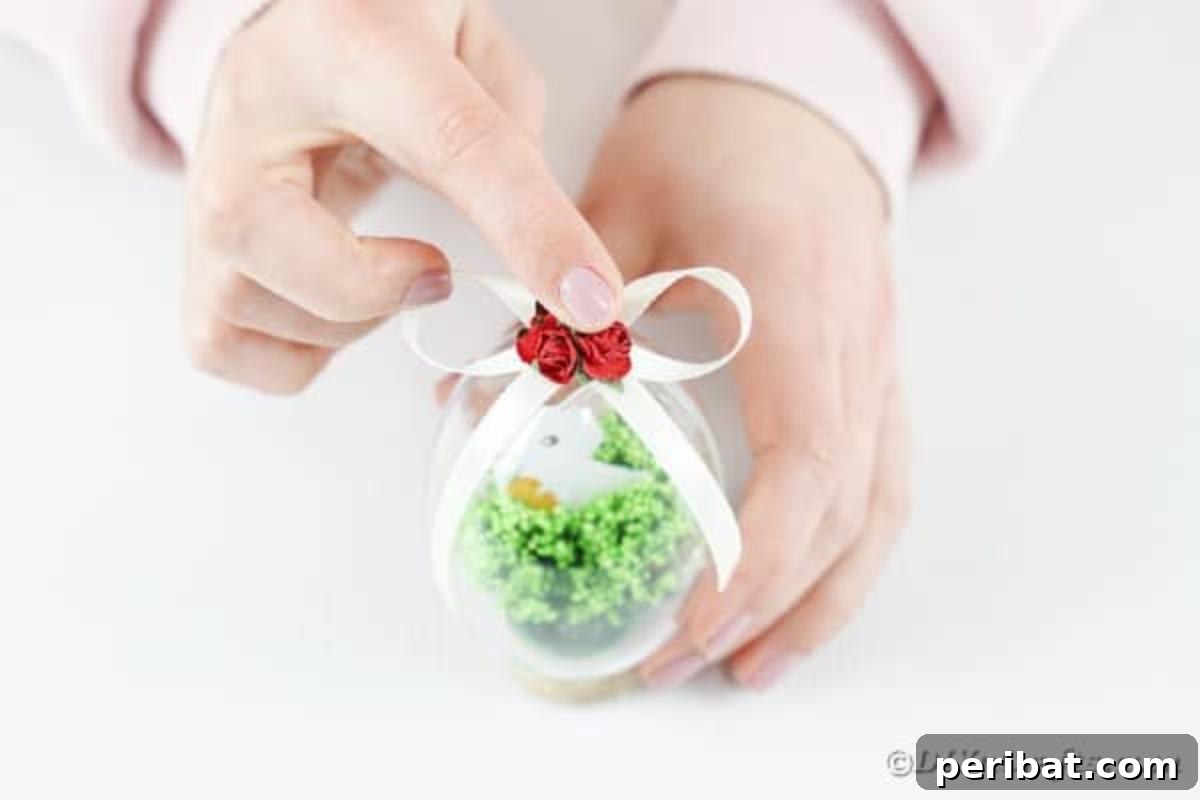 Adorable Easter Bunny Egg Craft Printable 15 Adding flower to plastic bunny egg