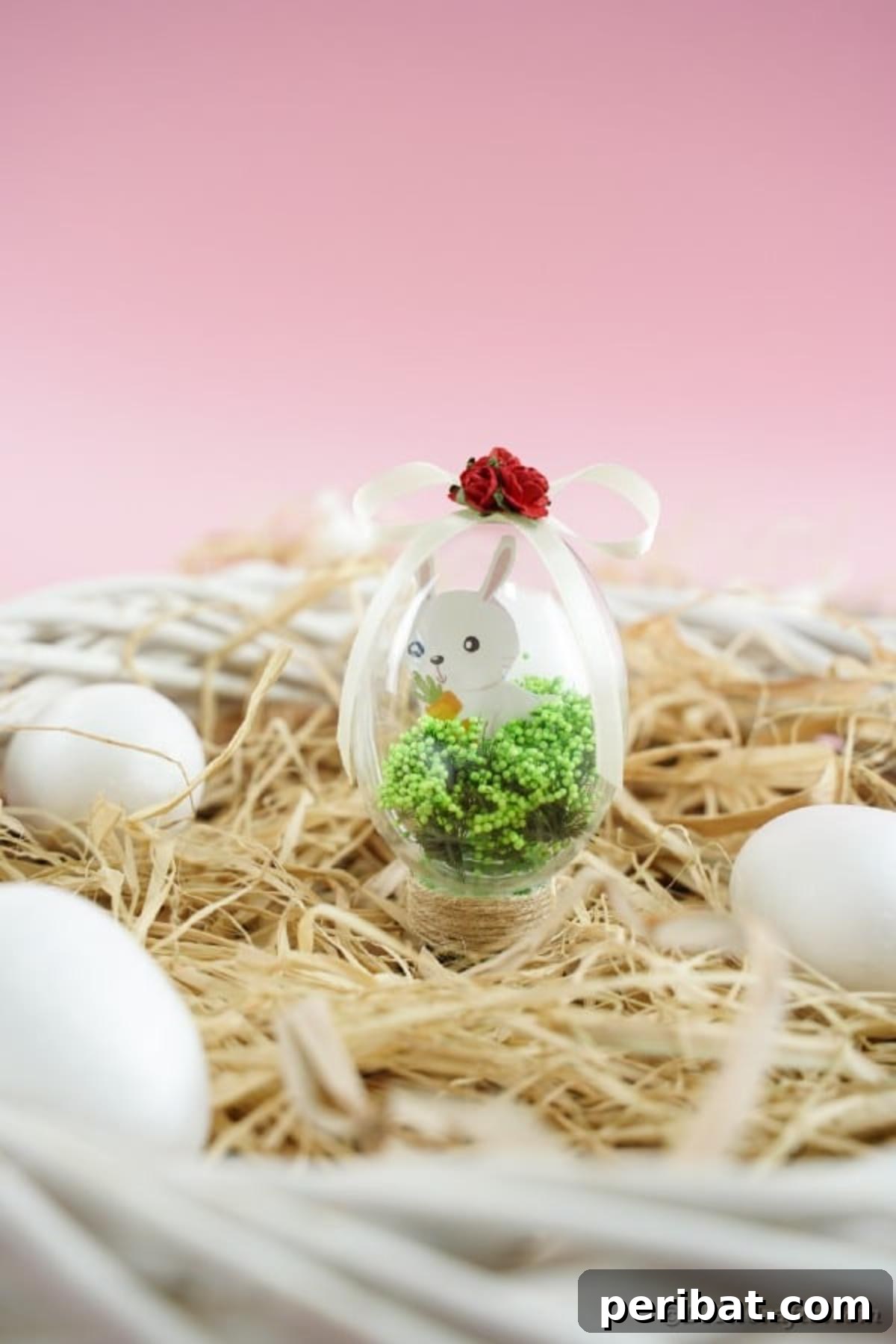 Adorable Easter Bunny Egg Craft Printable 4 Easter egg bunny craft on hay surrounded by eggs