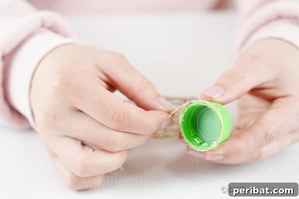 Adorable Easter Bunny Egg Craft Printable 7 Wrapping twine around lid to egg