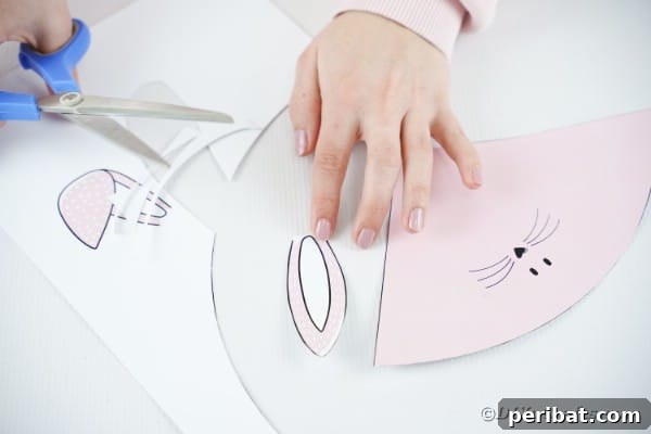 Free Easter Bunny Treat Holder Template 17 Cutting ears from paper for bunny