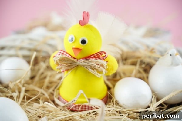 Chicken planter on hay, ready for display