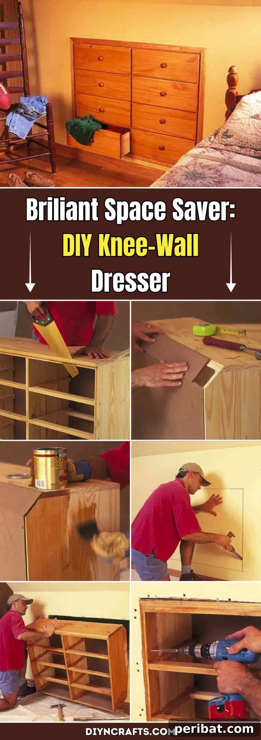 Brilliant Space Saver: DIY Built-in Knee-Wall Dresser for Optimized Storage