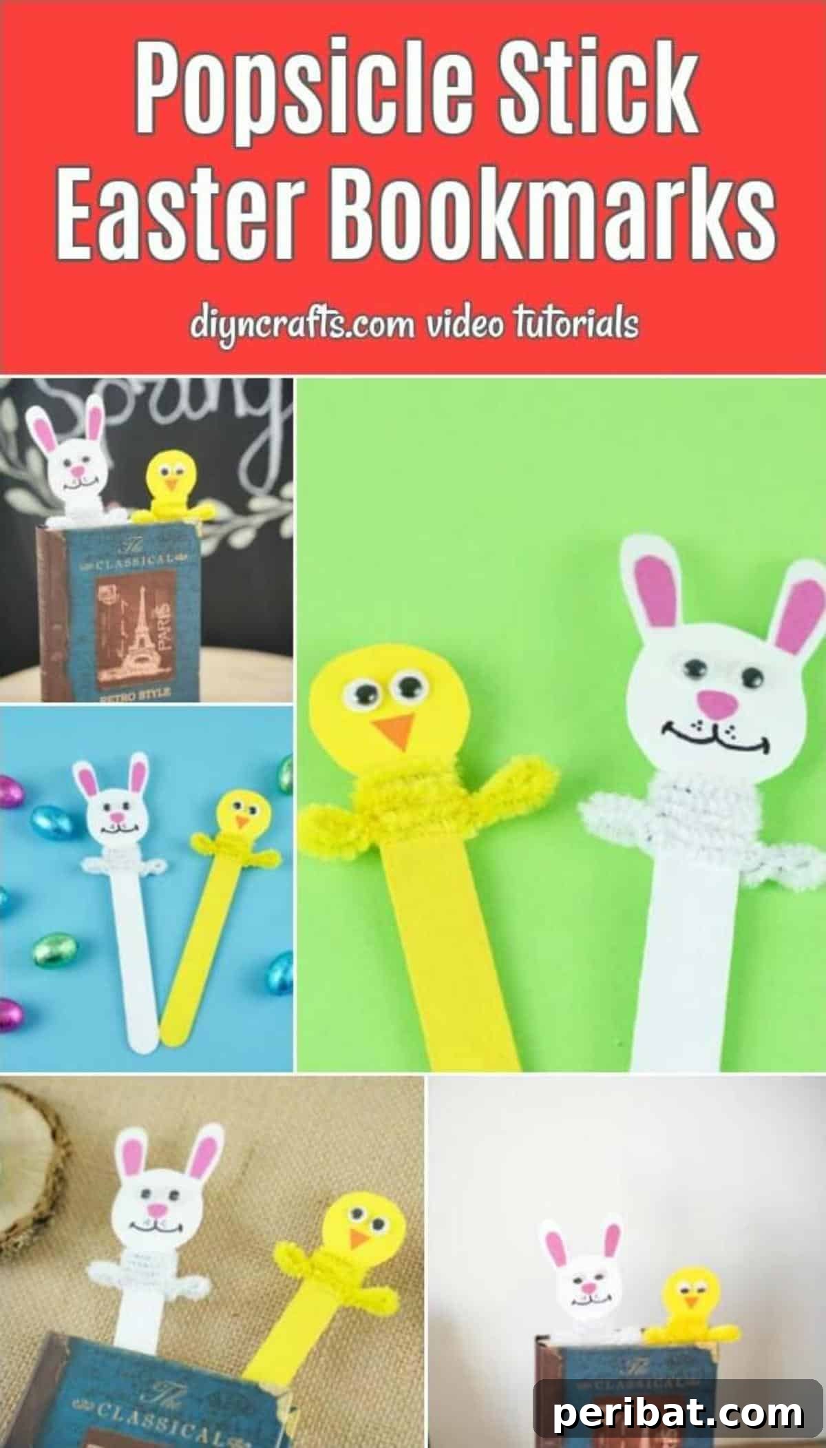 Popsicle Stick Easter Critter Bookmarks 2 Popsicle Stick Easter decoration bookmarks