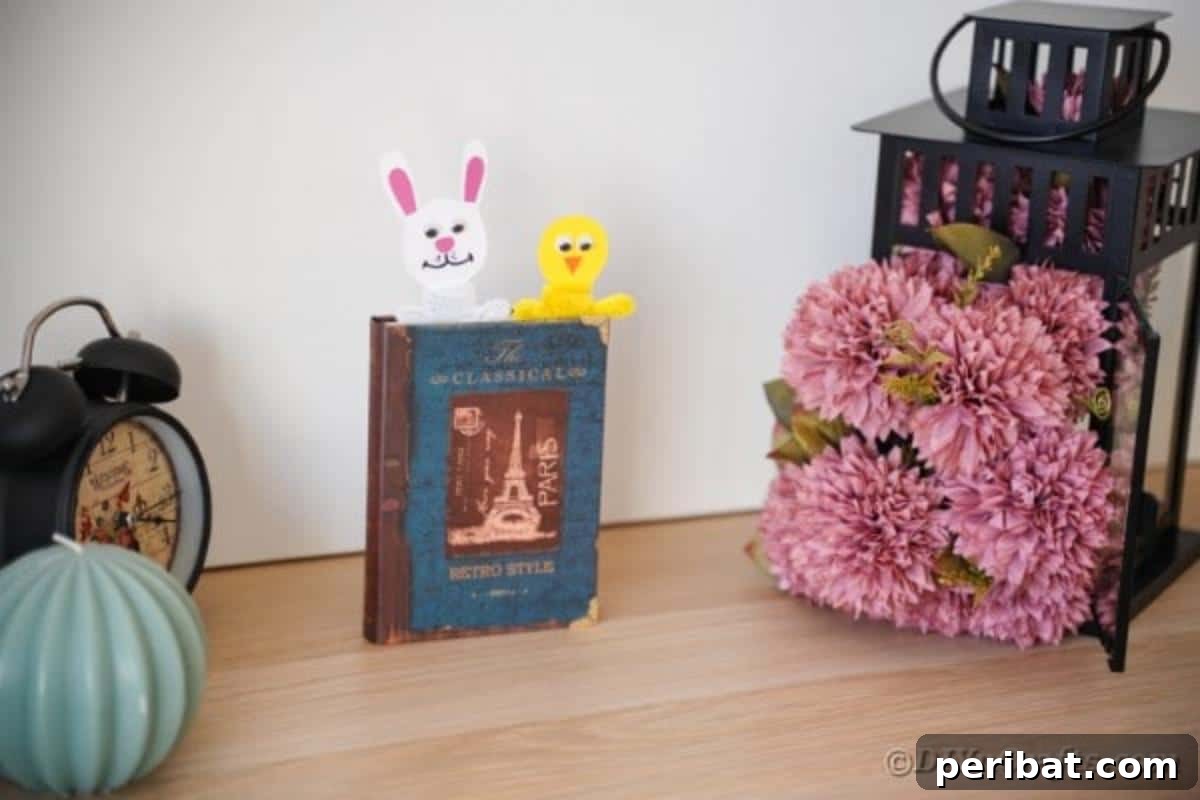 Popsicle Stick Easter Critter Bookmarks 18 Book on table with bookmarks