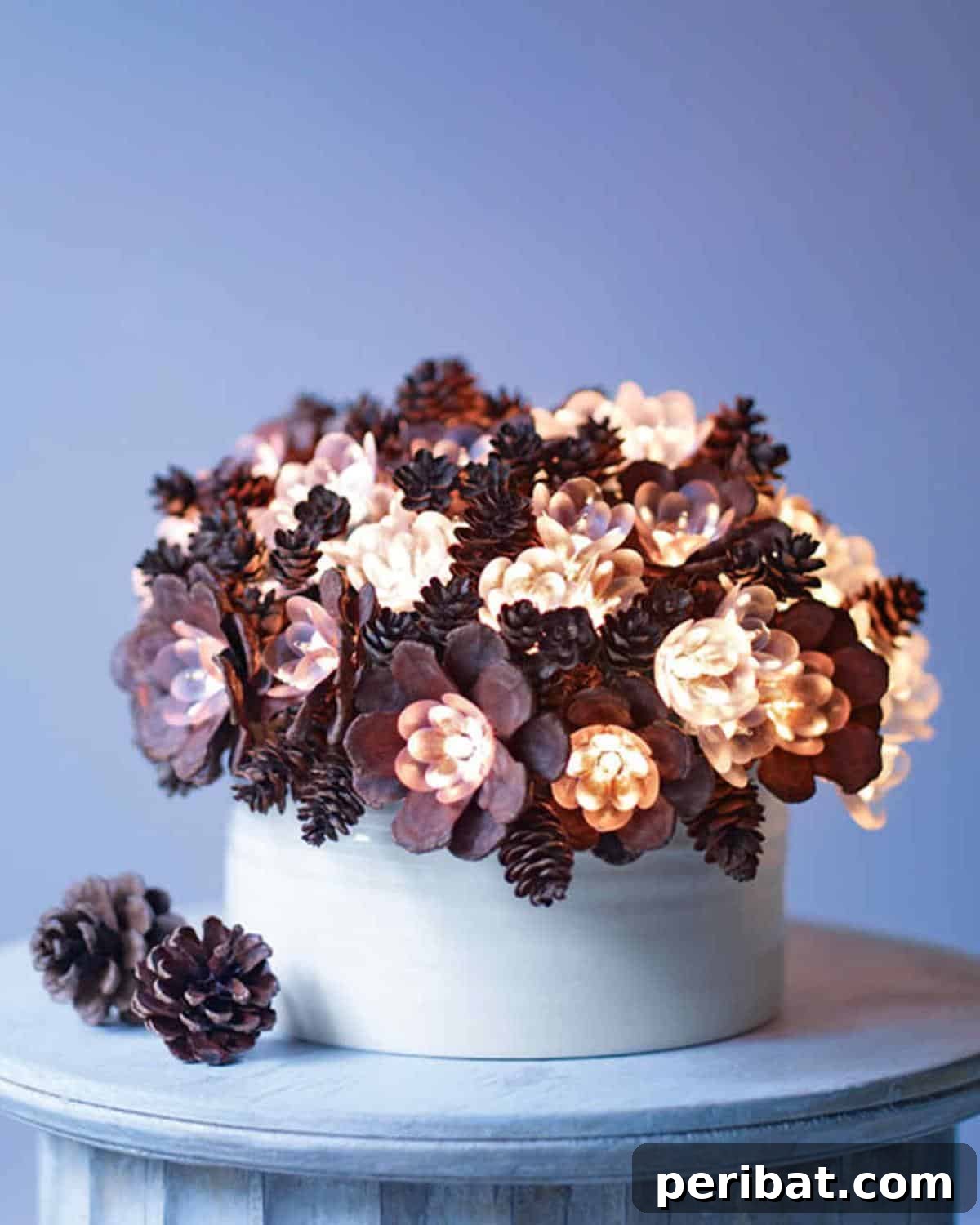 From Forest to Festive: Creative Pinecone Holiday Decor 12 Pinecone light arrangement