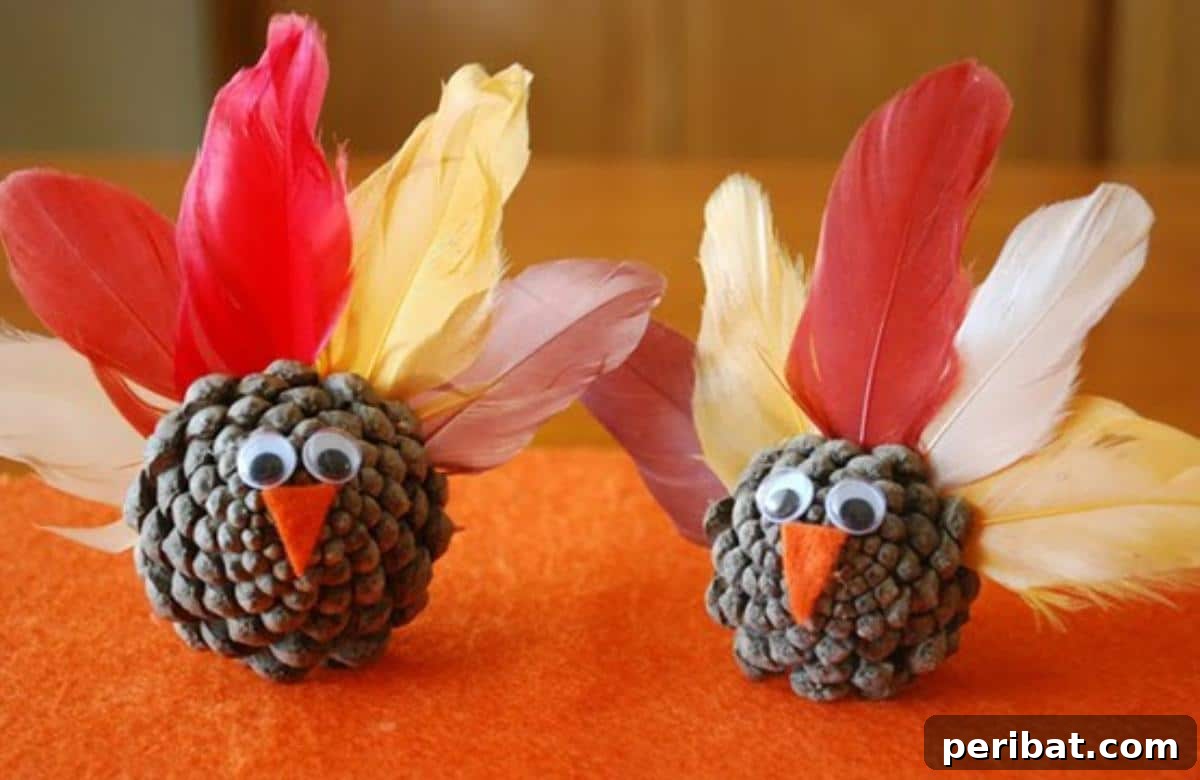 From Forest to Festive: Creative Pinecone Holiday Decor 4 Pinecone Thanksgiving Turkeys