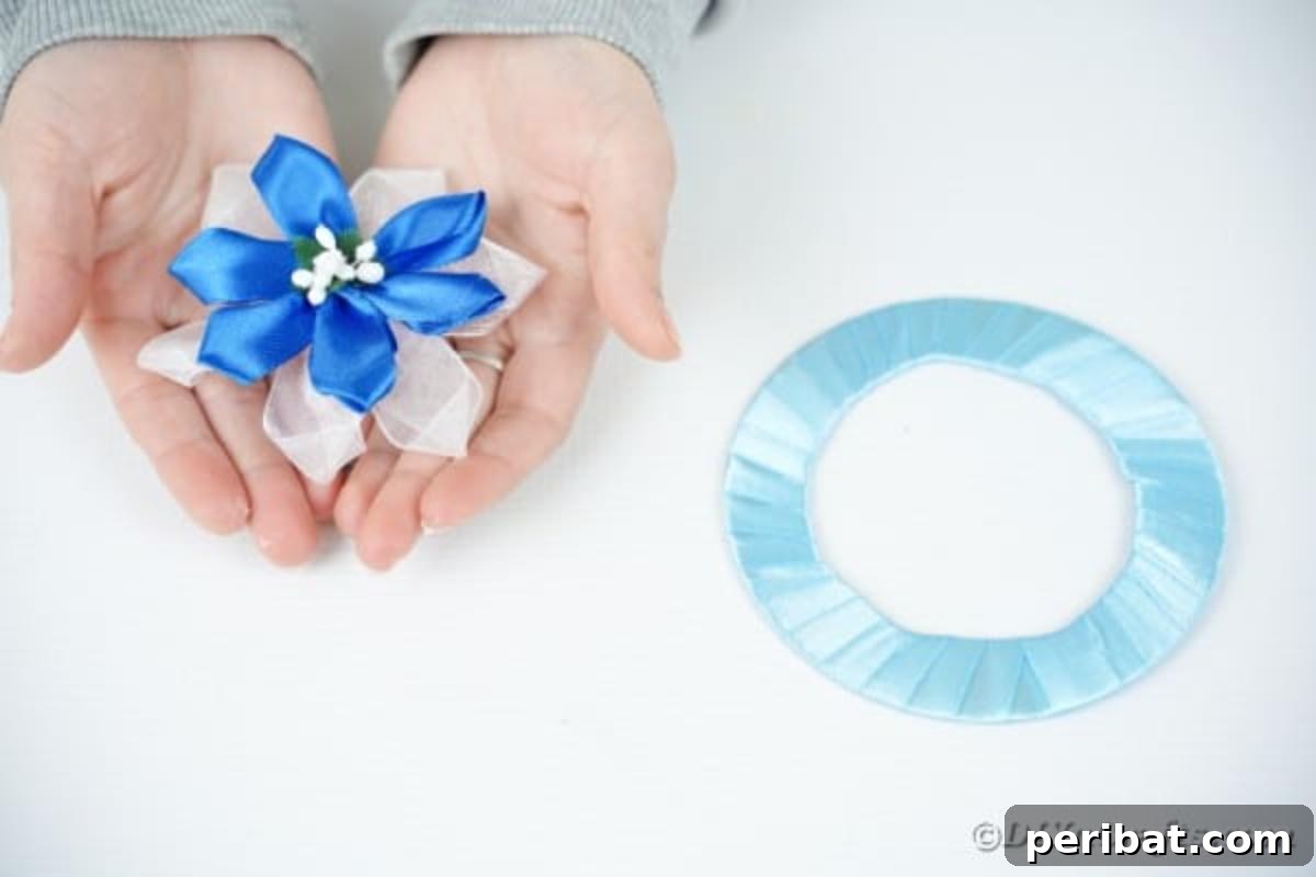 Shimmering Disc Curtain Tie-Backs 16 Adding tulle to blue flower