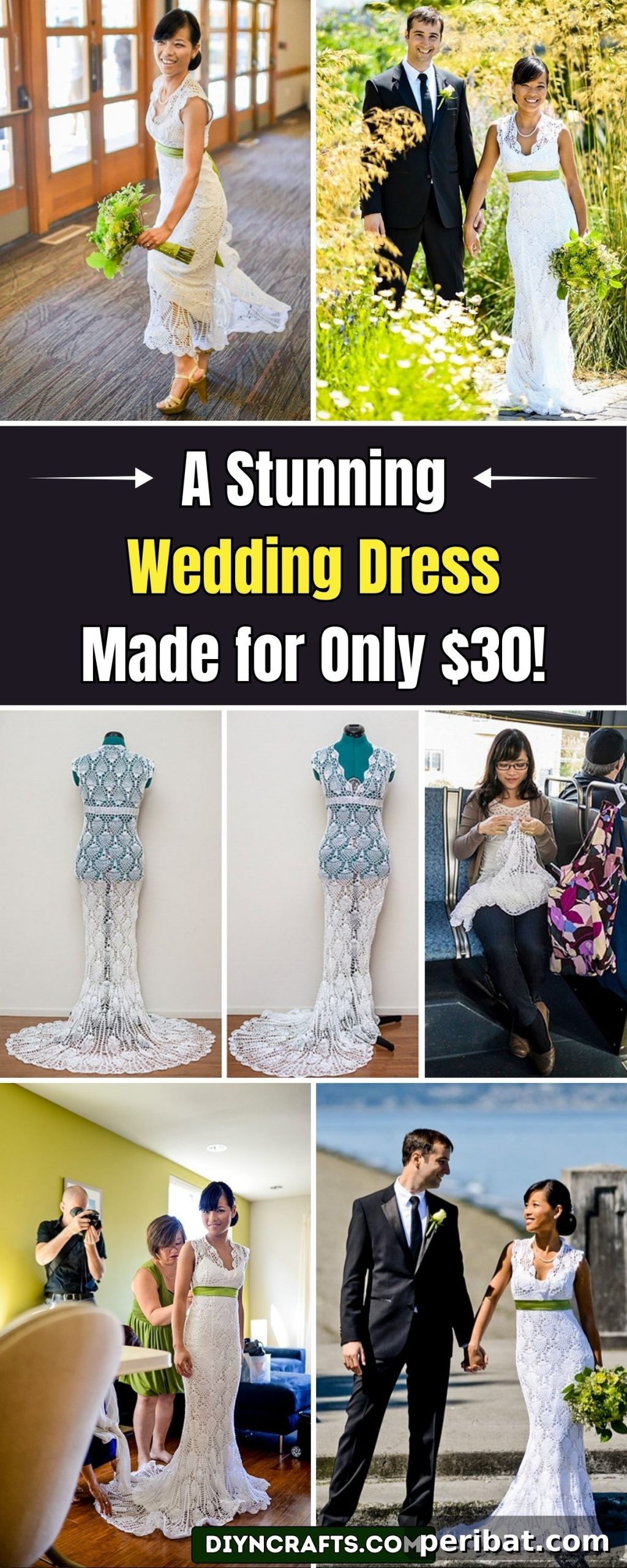 She Crocheted Her Stunning Wedding Dress Herself for Just $30... Find Out How pinterest image