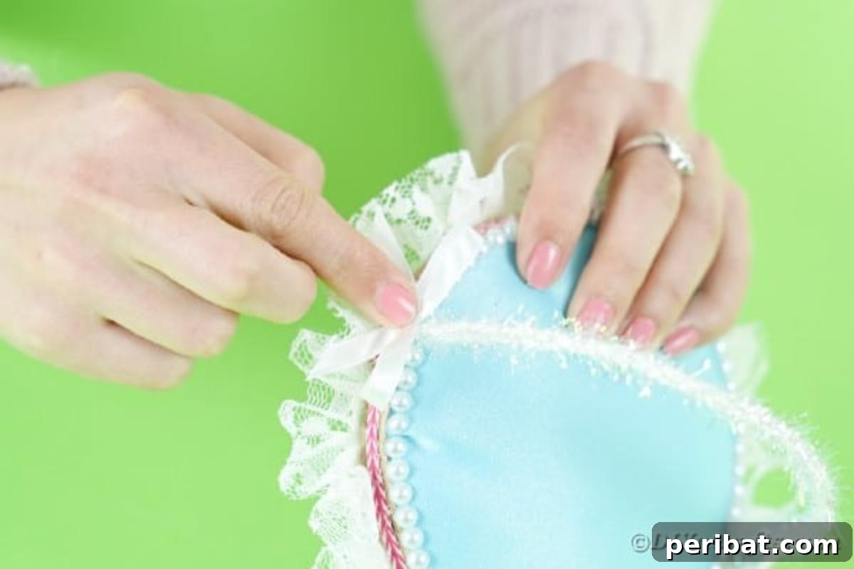DIY CD Pincushion Basket: Upcycle Tutorial 16 Adding beads to outside of CD
