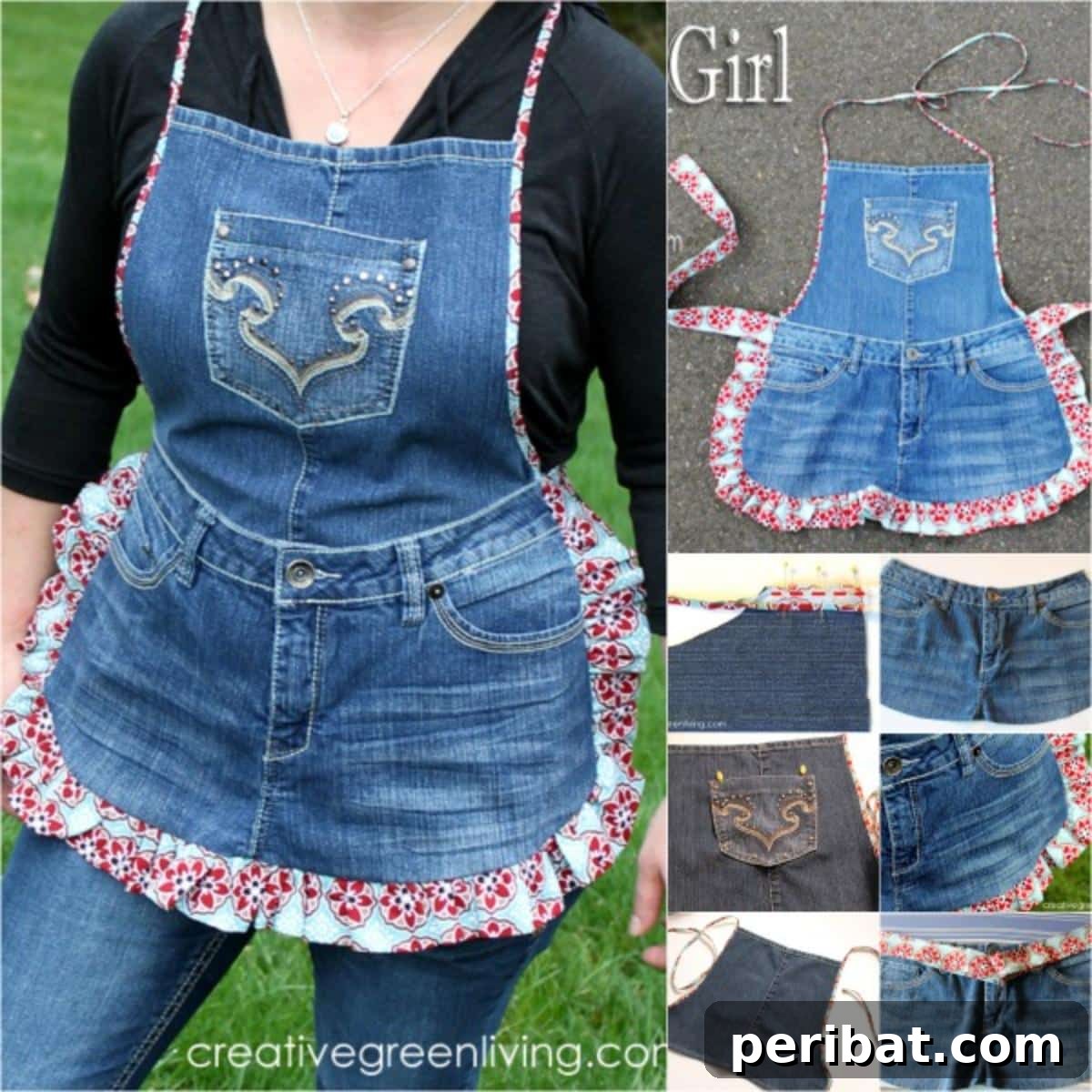 Transform Old Jeans into a Charming Farmhouse Apron 2 Brilliant Recycling Project! Turn Old Jeans into this Quirky Farm Girl Apron