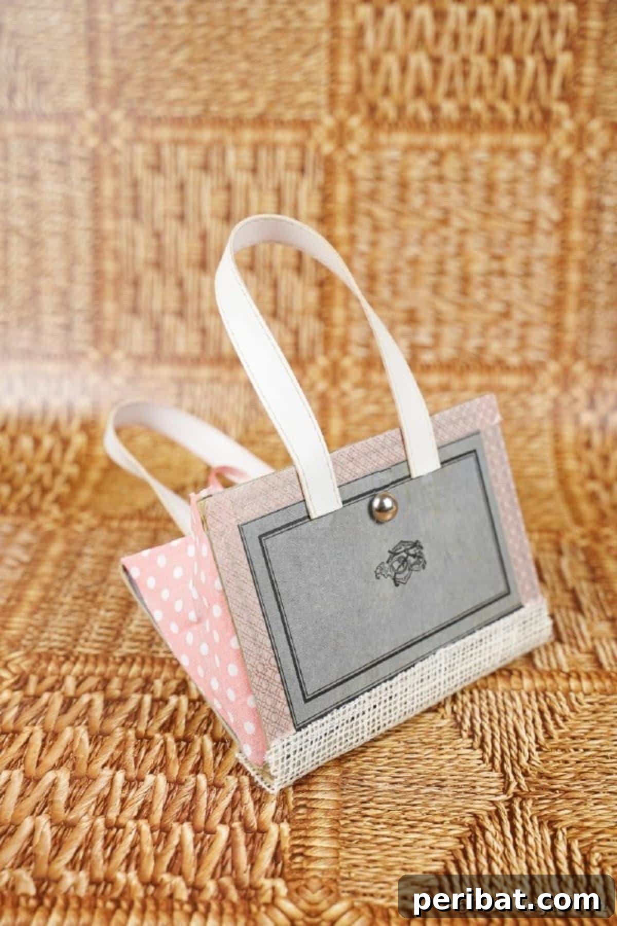 Old Books New Fashion DIY Book Purse Tutorial 6 Elegantly displayed upcycled old book purse on a rustic brown wooden surface, ready to be admired or sold