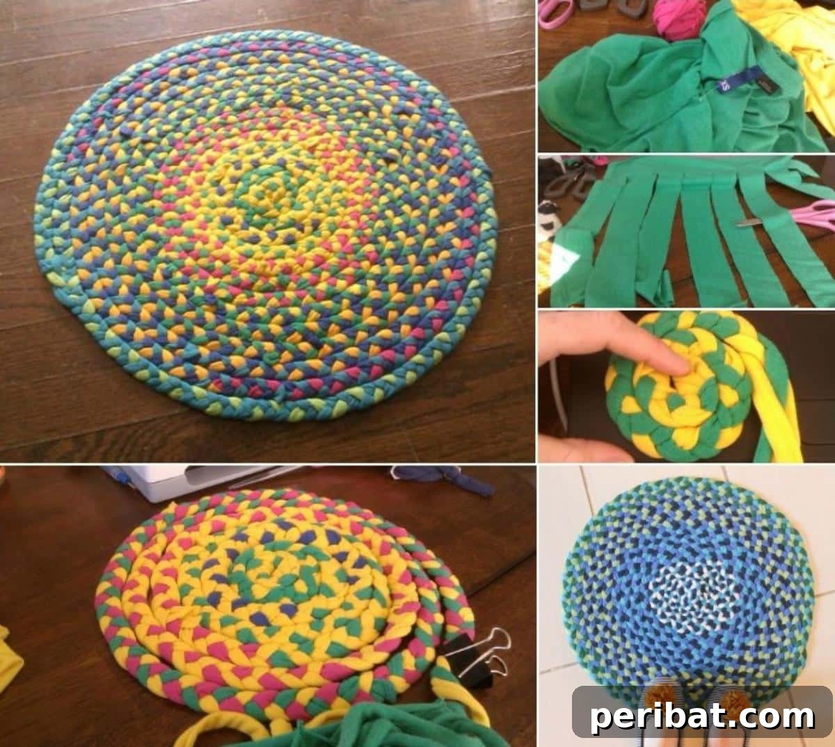 Transform Your Old T-Shirts into a Vibrant Braided Rug 2 Creative Use for Old T-Shirts: Braid them into a Beautifully Bright Rug