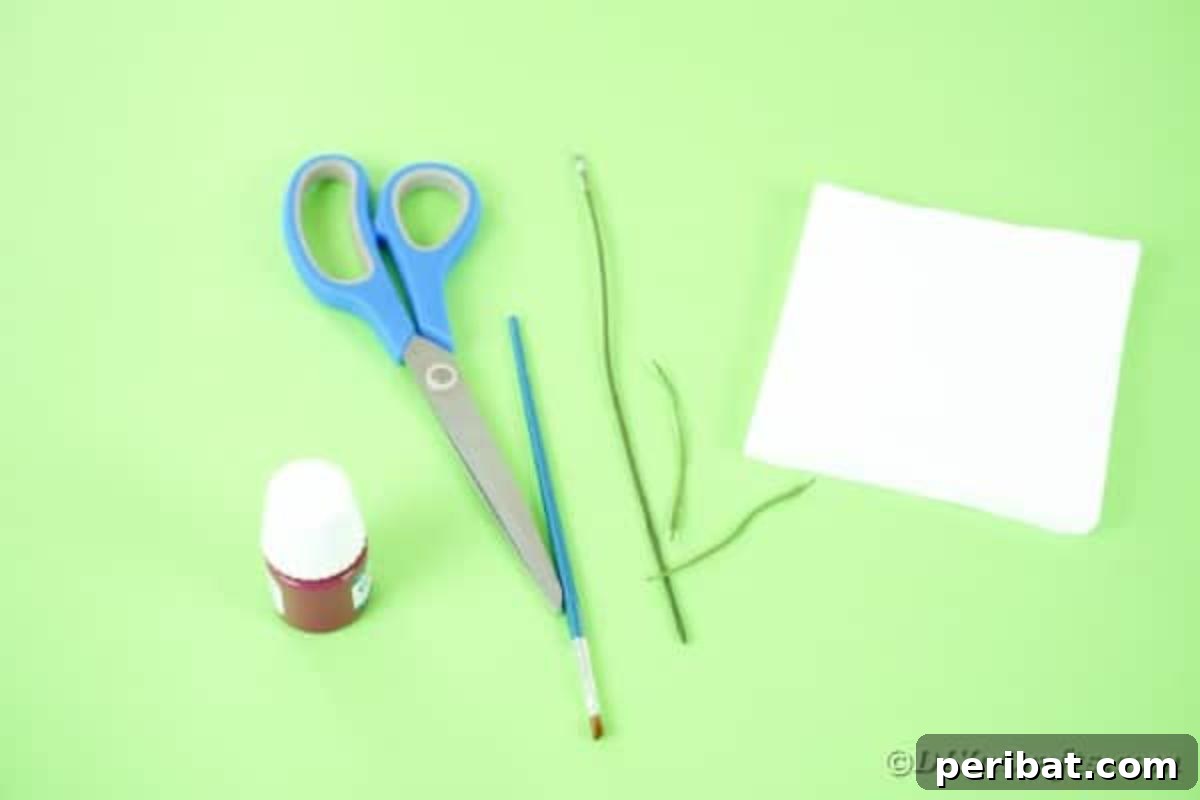 Craft Vibrant Tissue Blooms Video Tutorial 6 A flat lay of all the essential supplies needed for making tissue paper flowers, including paper, scissors, glue, and wire