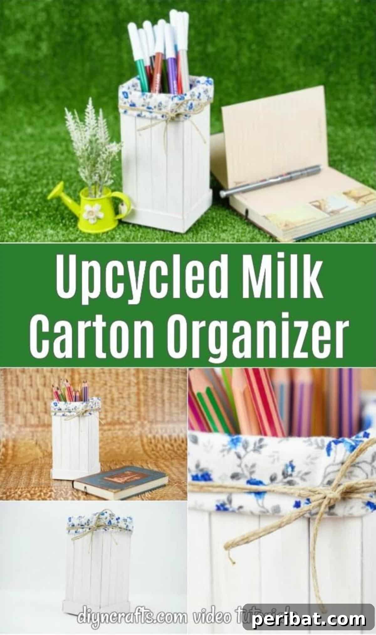 Craft Your Own Milk Carton Organizer Tutorial 2 Upcycled milk carton organizer collage