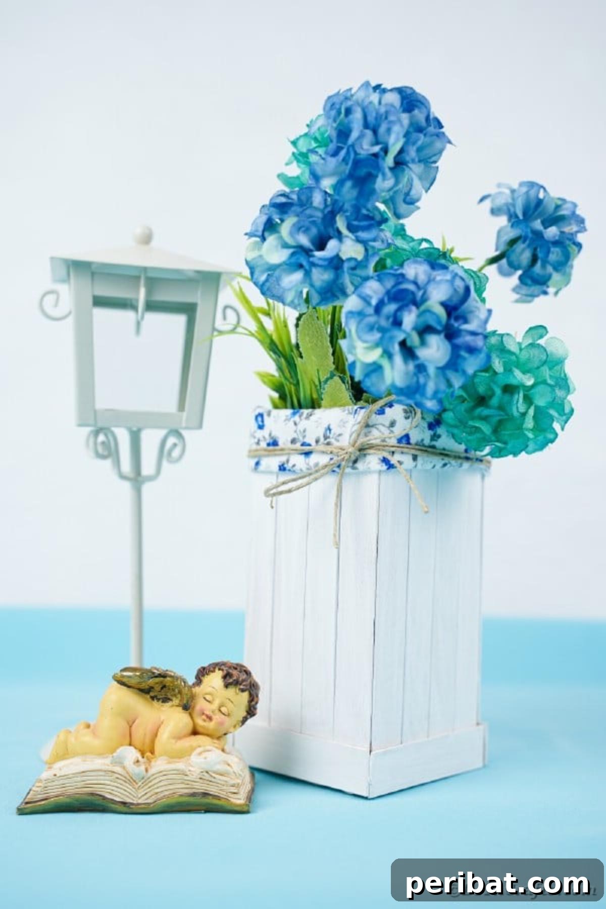 Craft Your Own Milk Carton Organizer Tutorial 4 Blue flowers in craft stick organizer