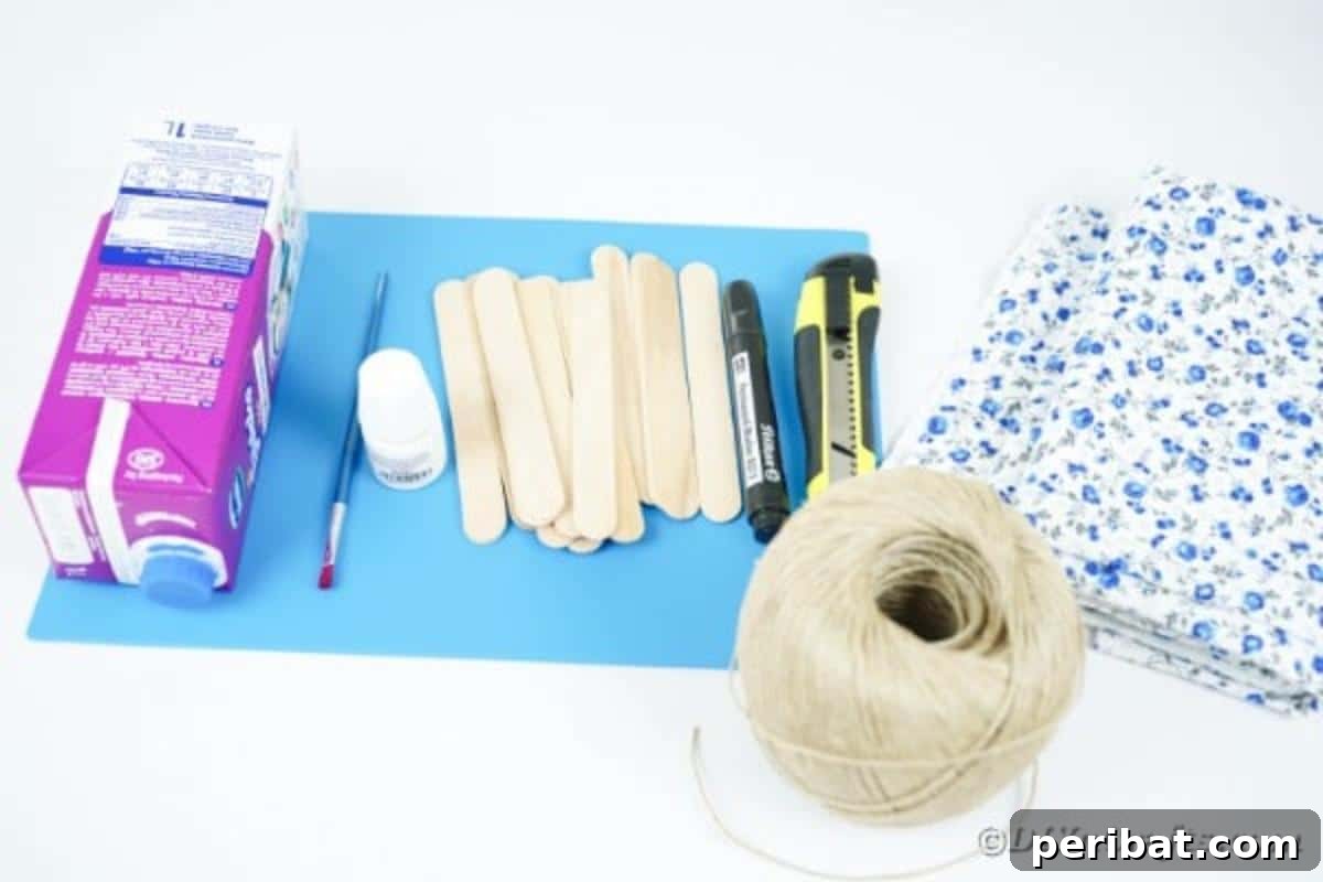 Craft Your Own Milk Carton Organizer Tutorial 7 Supplies for upcycled milk carton organizer