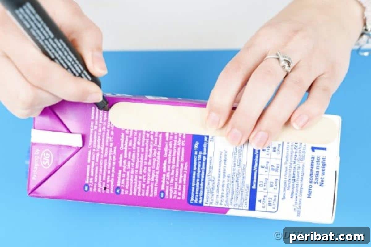 Craft Your Own Milk Carton Organizer Tutorial 8 Measuring where to cut milk carton