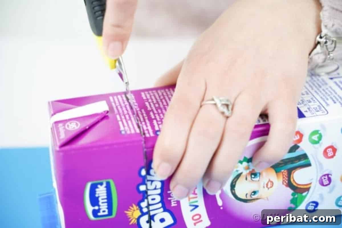 Craft Your Own Milk Carton Organizer Tutorial 9 Cutting milk carton
