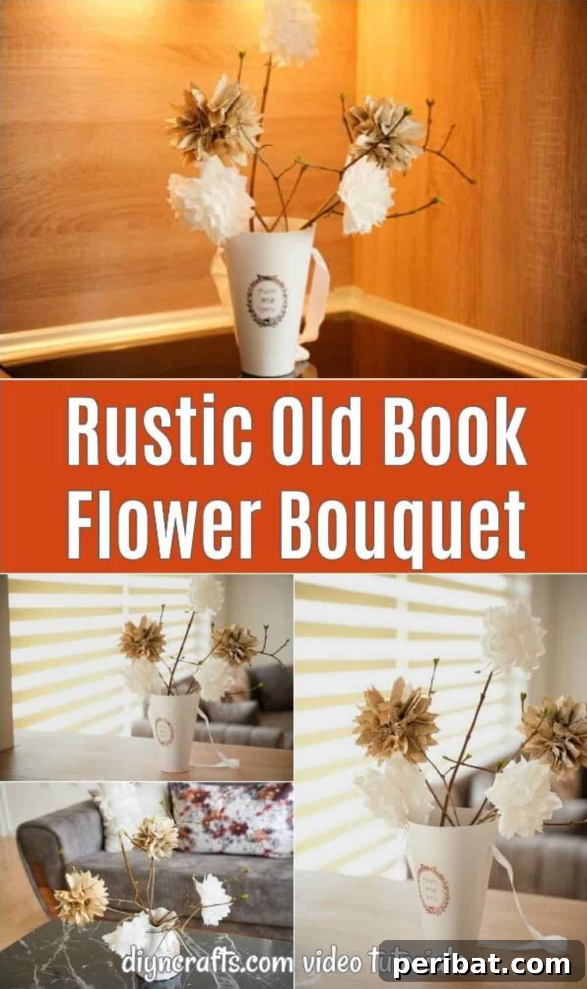 Old Book Page Paper Flower Collage