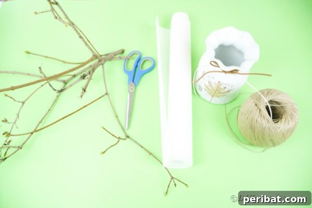 Supplies for making rustic paper flowers
