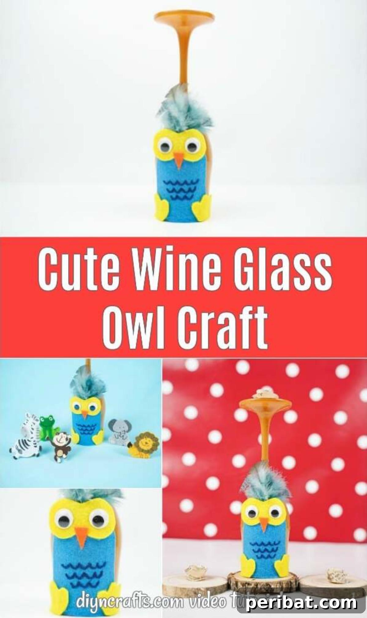 Craft Your Own Adorable Wine Glass Owl 2 Owl wine glass craft collage