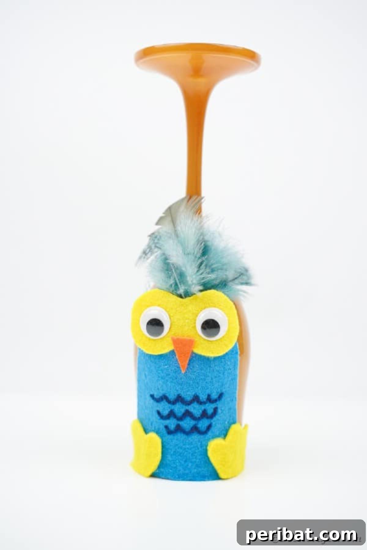 Craft Your Own Adorable Wine Glass Owl 6 Wine glass owl on white background