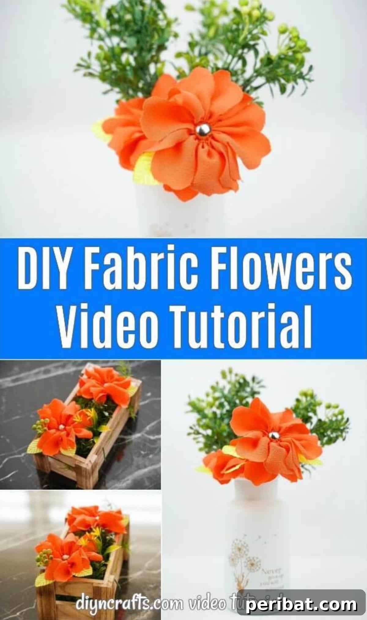 Your Easy Guide to Fabric Flower Bouquets Video 2 Orange fabric flower collage showcasing various designs