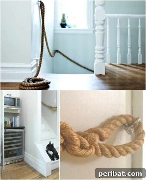 Rope Chic: Stylish Projects for a Beautiful Life 15 DIY Nautical Rope Indoor Hand Rail