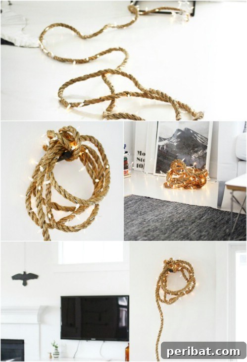 Rope Chic: Stylish Projects for a Beautiful Life 23 DIY Fairy Lights Threaded Through Rope