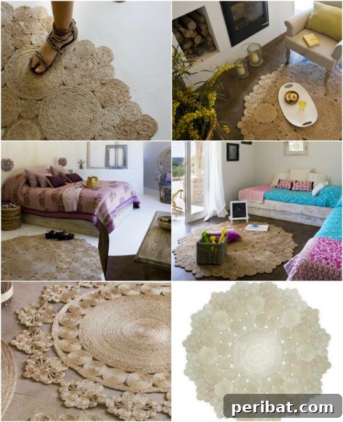 Rope Chic: Stylish Projects for a Beautiful Life 4 Handmade Swirled Jute or Sisal Rope Rug