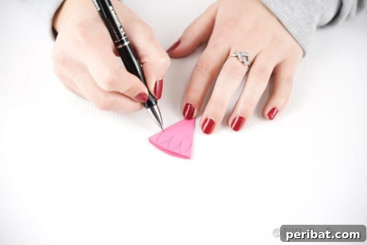 Drawing pattern on paper flower