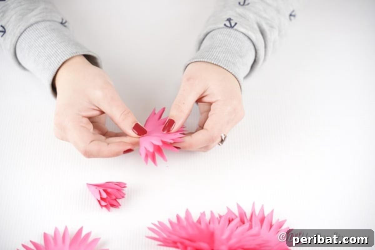 Creating more paper flower pieces