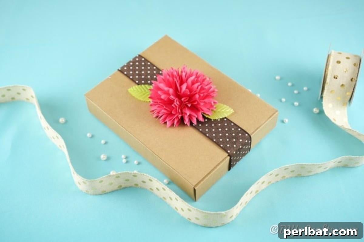 Paper flower on a package