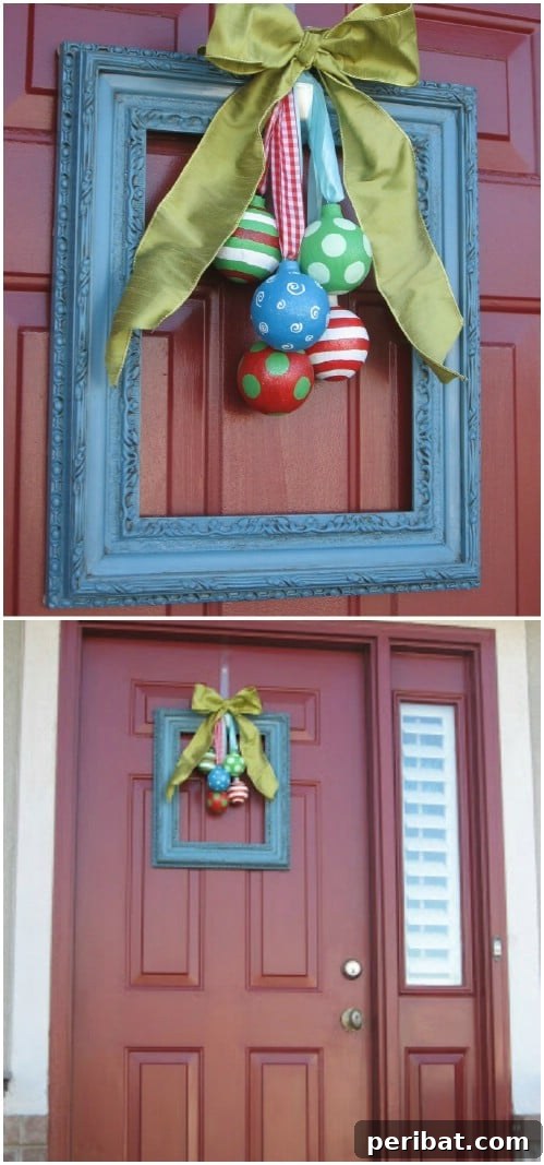 33 Festive Christmas Wreaths: Surprisingly Simple DIY Projects 11 Unique Frame Christmas Wreath with Ornaments