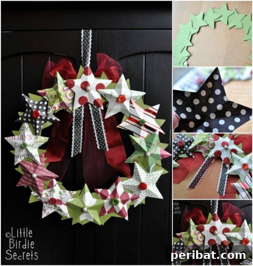 33 Festive Christmas Wreaths: Surprisingly Simple DIY Projects 12 DIY 3D Paper Stars Christmas Wreath