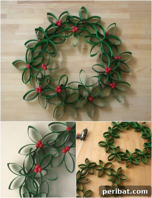 33 Festive Christmas Wreaths: Surprisingly Simple DIY Projects 15 Recycled Toilet Roll Christmas Wreath