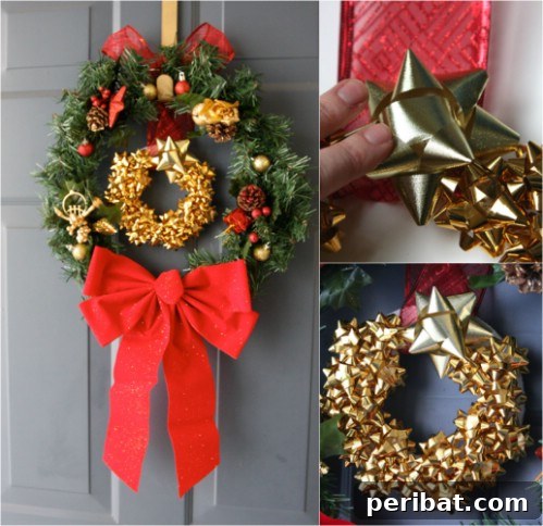 33 Festive Christmas Wreaths: Surprisingly Simple DIY Projects 20 Upcycled Gift Bows Christmas Wreath