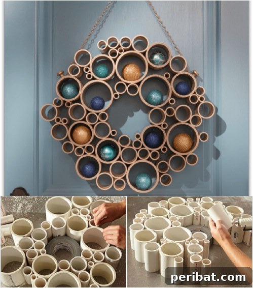 33 Festive Christmas Wreaths: Surprisingly Simple DIY Projects 21 Contemporary PVC Pipe Christmas Wreath